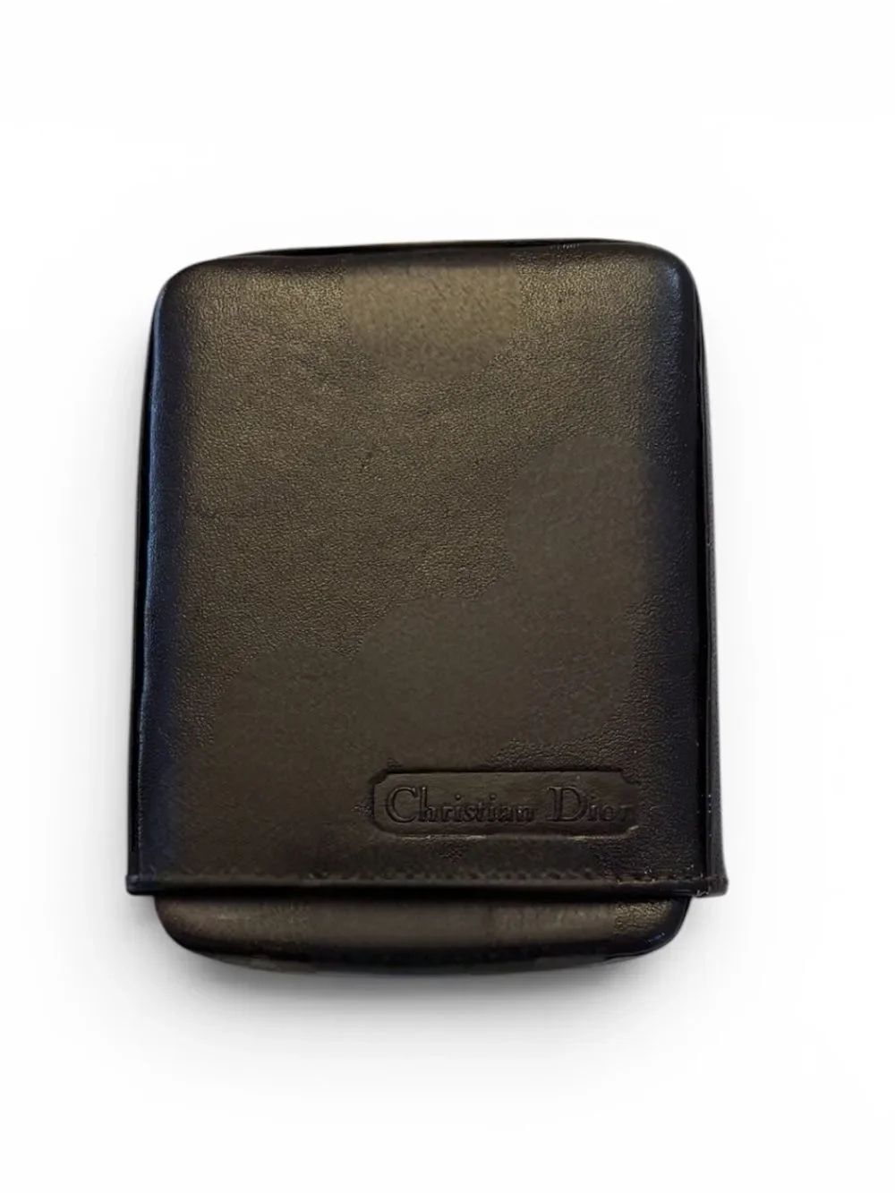 RARE Two Piece Dior Spain Vintage Brown Leather Cigarette Case